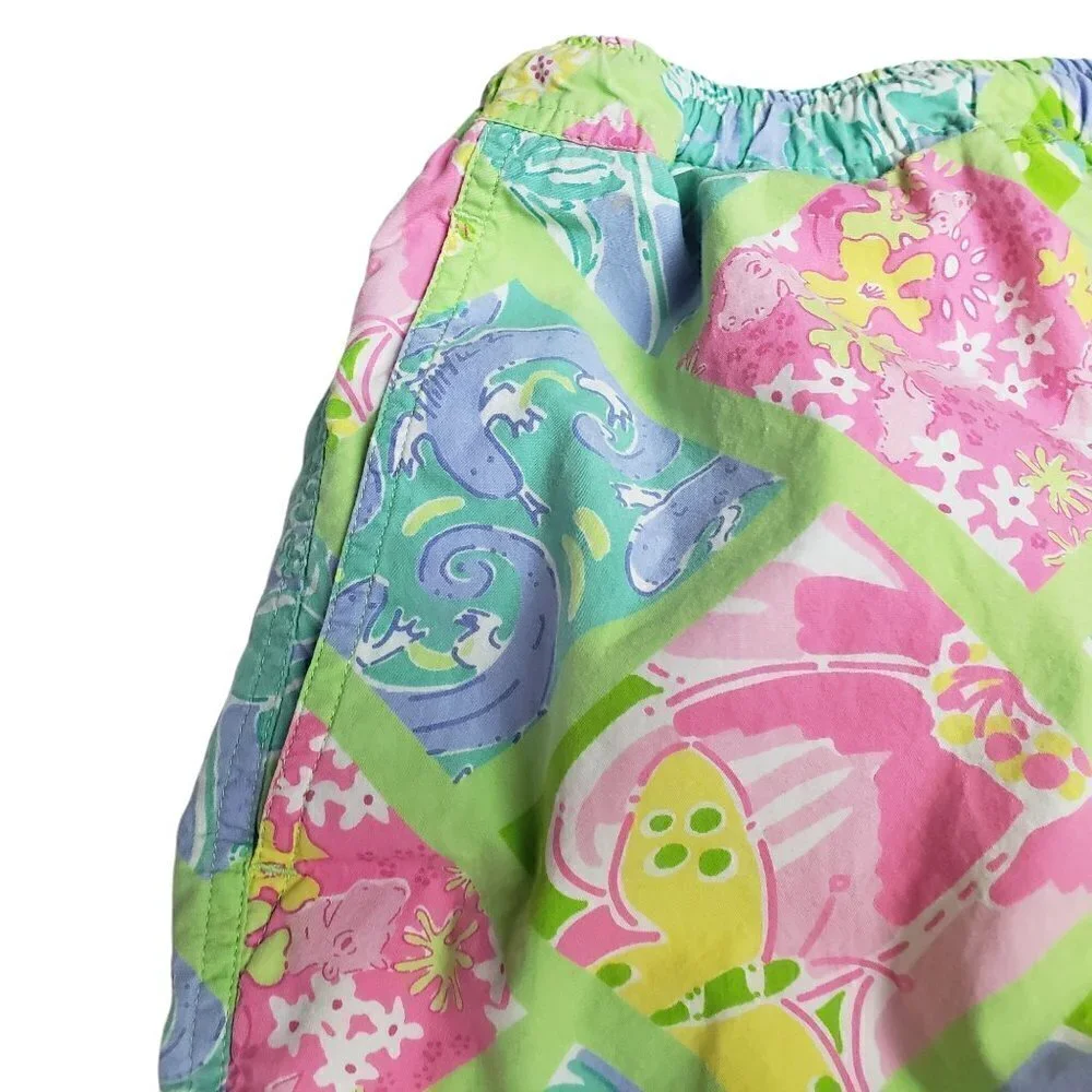 Lilly Pulitzer Shorts Animal Print Cotton High Waisted Vintage 90s Mens Medium